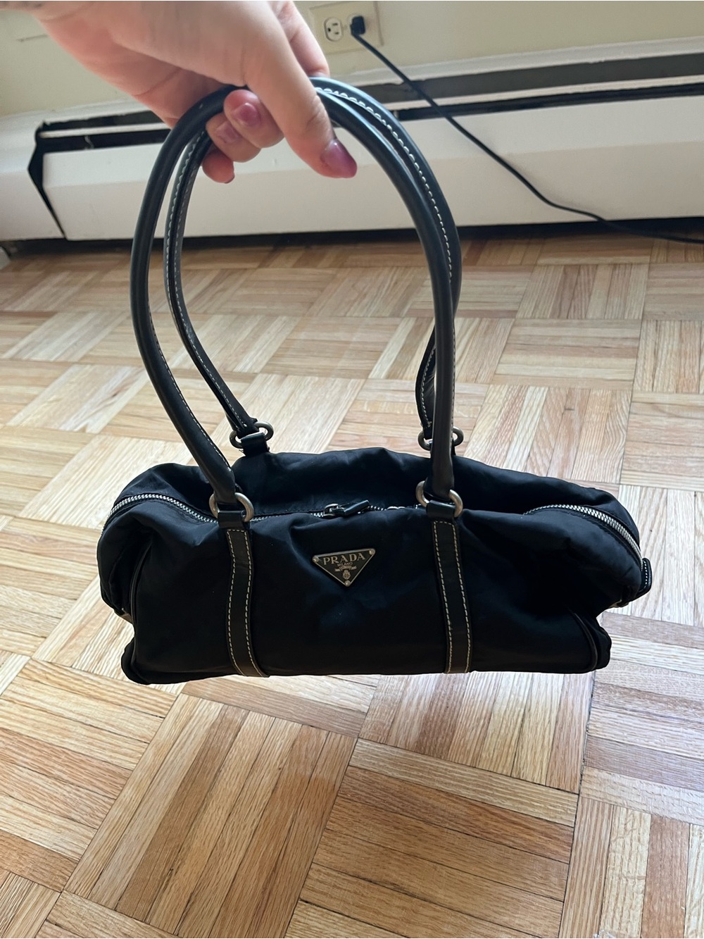 Vintage Prada Black Nylon Leather Handle Shoulder Bag – As Is - Picture 3 of 14